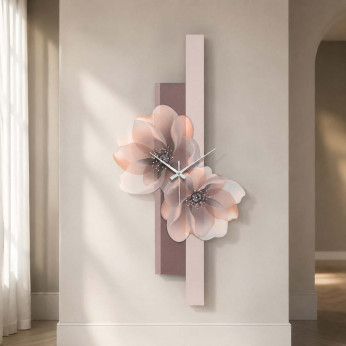 Bongelli Preziosi Orologio da parete moderno in legno verticale con decorazione floreale 
