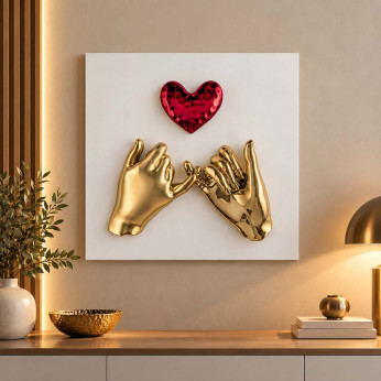 Bongelli Preziosi Quadro con pannello in legno e raffigurazione in marmorino Mani Cuore