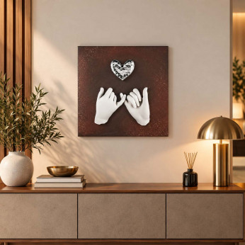 Bongelli Preziosi Quadro con pannello in legno e raffigurazione in marmorino Mani Cuore