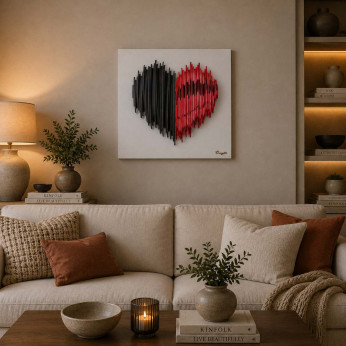 Bongelli Preziosi Quadro moderno con pannello in legno e cuore in marmorino Cuore Stilizzato