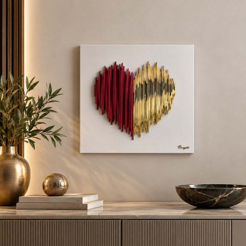 Bongelli Preziosi Quadro moderno con pannello in legno e cuore in marmorino Cuore Stilizzato