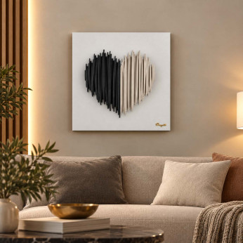 Bongelli Preziosi Quadro moderno con pannello in legno e cuore in marmorino Cuore Stilizzato