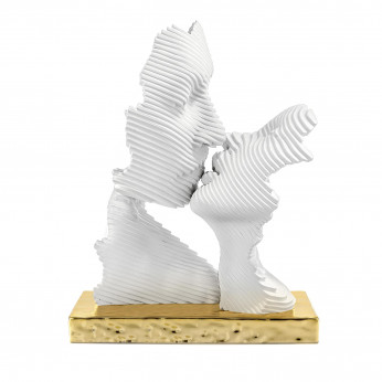 Bongelli Preziosi Scultura in marmorino piccola con base oro Bacio Stilizzato