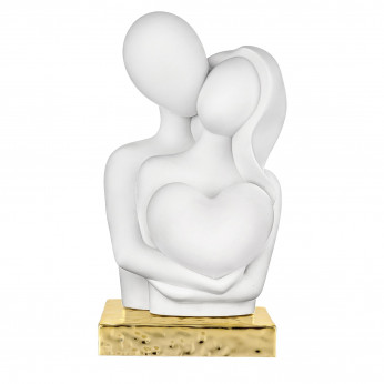 Bongelli Preziosi Scultura media con abbraccio di innamorati con cuore in marnorino Cuore