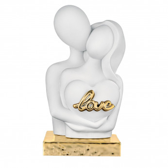 Bongelli Preziosi Scultura media con abbraccio di innamorati con cuore in marnorino Love