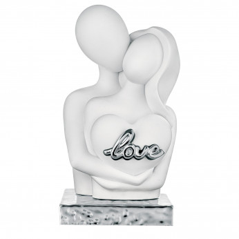Bongelli Preziosi Scultura piccola con abbraccio di innamorati con cuore in marnorino Love