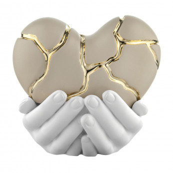 Bongelli Preziosi Scultura piccola in marmorino in stile kintsugi dal design moderno Mani Cuore