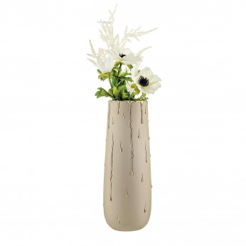 Bongelli Preziosi Vaso alto in marmorino con decori a goccia dal design moderno ed elagante Rugiada