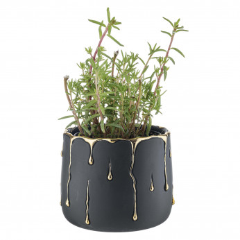 Bongelli Preziosi Vaso grande in marmorino con decori a goccia design elagante con piantina Rugiada