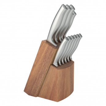 Brandani Ceppo in legno con 11 coltelli in acciaio inox 