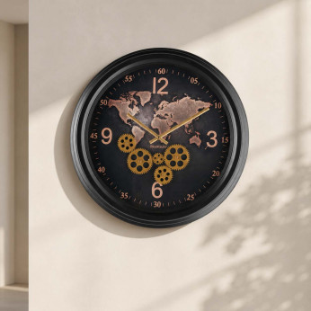 Brandani Orologio da parete rotondo stile industrial con meccanismi a vista
