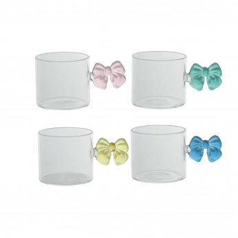 Brandani Set 4 tazzine da caffè in vetro colori assortiti Fiocco
