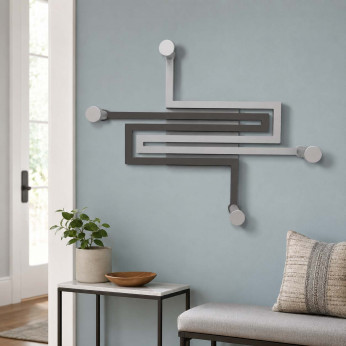 CalleaDesign Appendiabiti a muro di design moderno in legno con 4 ganci in alluminio Snake