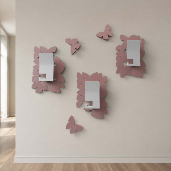 CalleaDesign Appendiabiti a muro in legno dal design moderno con 3 ganci con farfalle Isola delle Farfalle