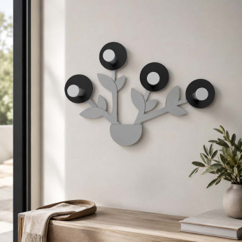 CalleaDesign Appendiabiti a parete dal design moderno con vaso con fiori a 4 ganci Francine