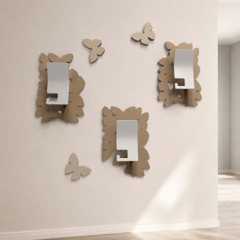 CalleaDesign Appendiabiti da muro con farfalle in legno e 3 ganci in alluminio Isola delle Farfalle