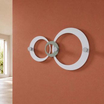 CalleaDesign Appendiabiti da muro in legno con cerchi e 3 ganci in alluminio Hoops