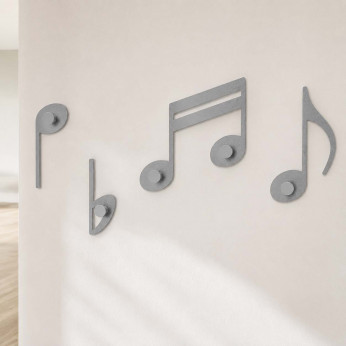 CalleaDesign Appendiabiti da parete con note musicali in legno e 5 ganci Rossini