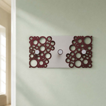 CalleaDesign Appendiabiti da parete con pannello in legno e 3 pomelli dal design moderno Bollicine
