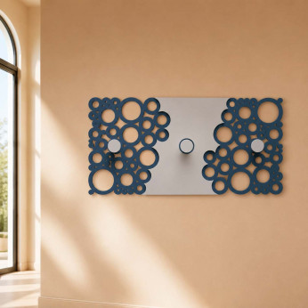 CalleaDesign Appendiabiti da parete con pannello in legno e 3 pomelli dal design moderno Bollicine