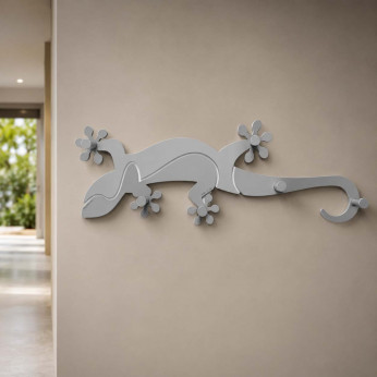 CalleaDesign Appendiabiti da parete design moderno con geco e 6 ganci Geco Arrampicante