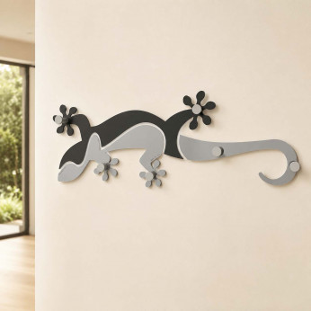 CalleaDesign Appendiabiti da parete design moderno con geco in legno con ganci Geco Arrampicante