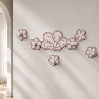 CalleaDesign Appendiabiti da parete elegante con fiorellini in legno Merletto