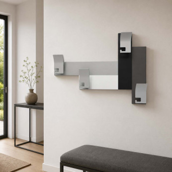 CalleaDesign Appendiabiti da parete elegante con struttura in legno e 4 ganci in alluminio CoatRack