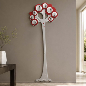 CalleaDesign Appendiabiti da parete moderno in legno a forma di albero con 8 ganci Albero