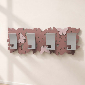 CalleaDesign Appendiabiti da parete particolare in legno con farfalle intagliate e 4 ganci Farfalla