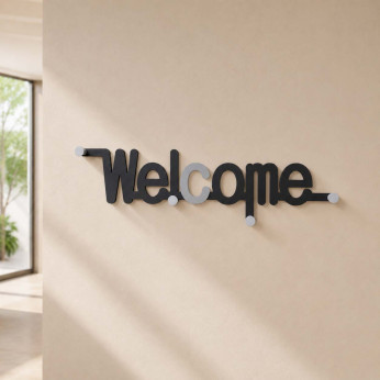 CalleaDesign Appendiabiti da parete per bambini con scritta welcome e 4 ganci Welcome