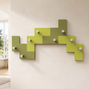 CalleaDesign Appendiabiti da parete per ingresso moderno in legno con 8 ganci in alluminio Clo Clo