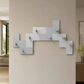 CalleaDesign Appendiabiti da parete per ingresso struttura in legno con 8 ganci in alluminio Clo Clo