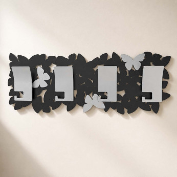 CalleaDesign Appendiabiti moderno con pannello in legno intagliato a laser con farfalle Farfalla