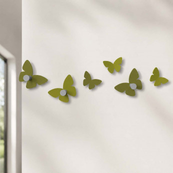 CalleaDesign Appendiabiti moderno da parete con farfalle in legno e ganci in alluminio Farfalla