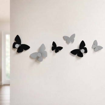 CalleaDesign Appendiabiti parete design moderno con ganci a forma di farfalle Farfalla