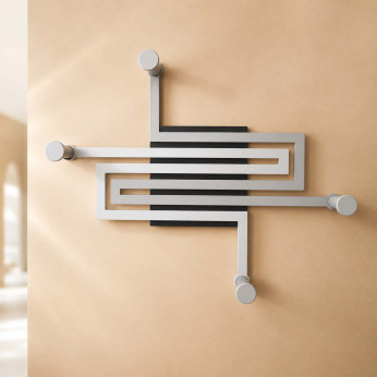 CalleaDesign Appendiabiti parete di design in legno colorato con 4 ganci in alluminio Snake
