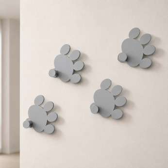 CalleaDesign Appendiabiti per cameretta con orme di cagnolino in legno e 4 ganci Orme
