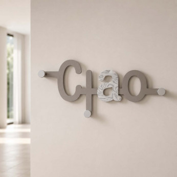 CalleaDesign Appendini a parete per cameretta con scritta ciao in legno e 3 ganci Ciao