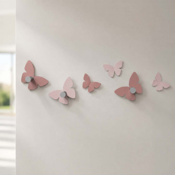 CalleaDesign Attaccapanni a muro con farfalle in legno e 3 ganci Farfalla