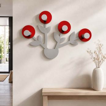 CalleaDesign Attaccapanni a muro di design con vaso con fiori a 4 ganci Francine