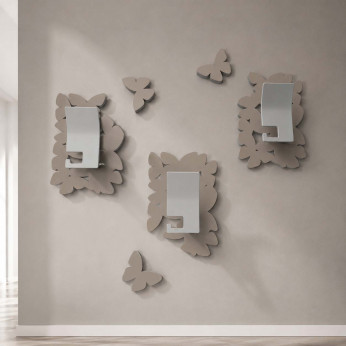 CalleaDesign Attaccapanni a muro moderno con farfalle intagliate in legno e 3 ganci Isola delle Farfalle