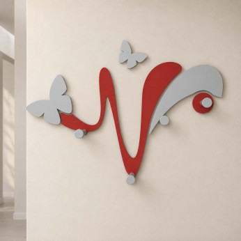 CalleaDesign Attaccapanni a parete con farfalle in legno e 4 ganci in alluminio Farfalla