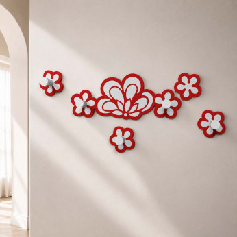 CalleaDesign Attaccapanni a parete con fiorellini in legno e 5 ganci Merletto