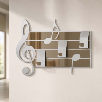 CalleaDesign Attaccapanni a parete con pannello in legno con note musicali e 3 ganci Puccini