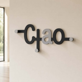 CalleaDesign Attaccapanni per cameretta in legno con scritta ciao colorata e 3 ganci Ciao