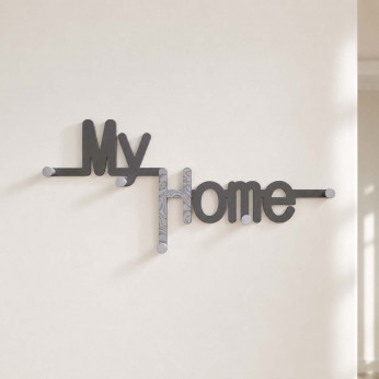 CalleaDesign Attaccapanni per ingresso in legno con scritta myhome e 5 ganci MyHome