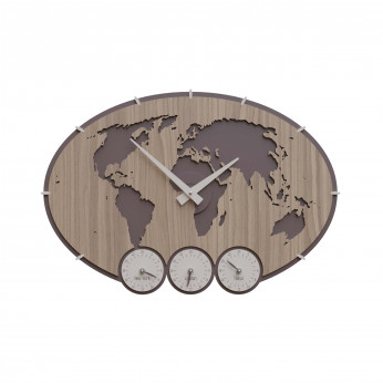 CalleaDesign Orologio da parete con fusi orari in legno dal design moderno Greenwich