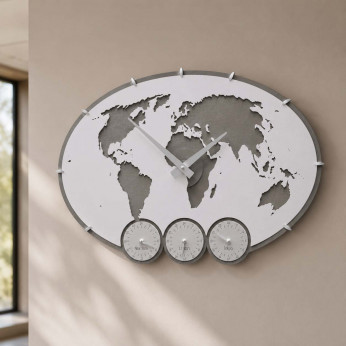 CalleaDesign Orologio da parete con fusi orari in legno dal design moderno Greenwich