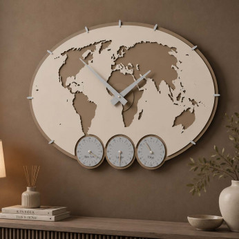 CalleaDesign Orologio da parete con fusi orari in legno dal design moderno Greenwich
